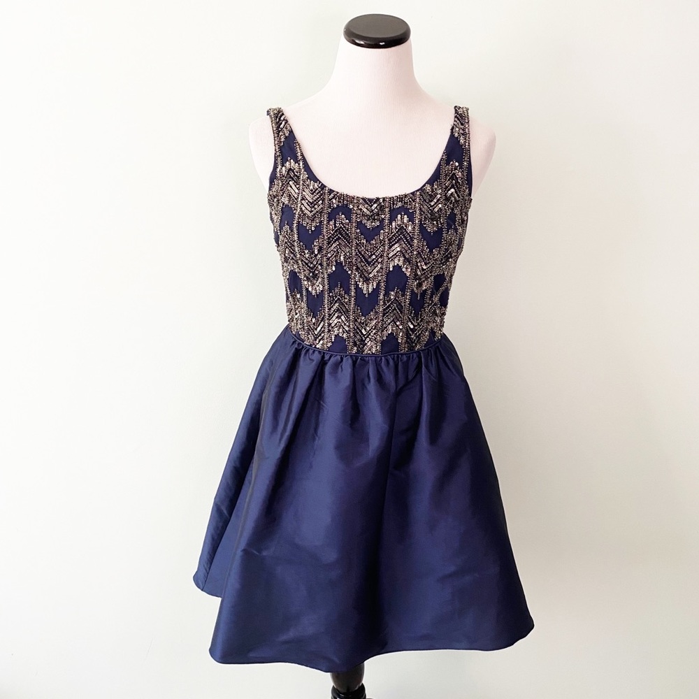 ADRIANNA PAPELL Sequined Evening Fit Flare…